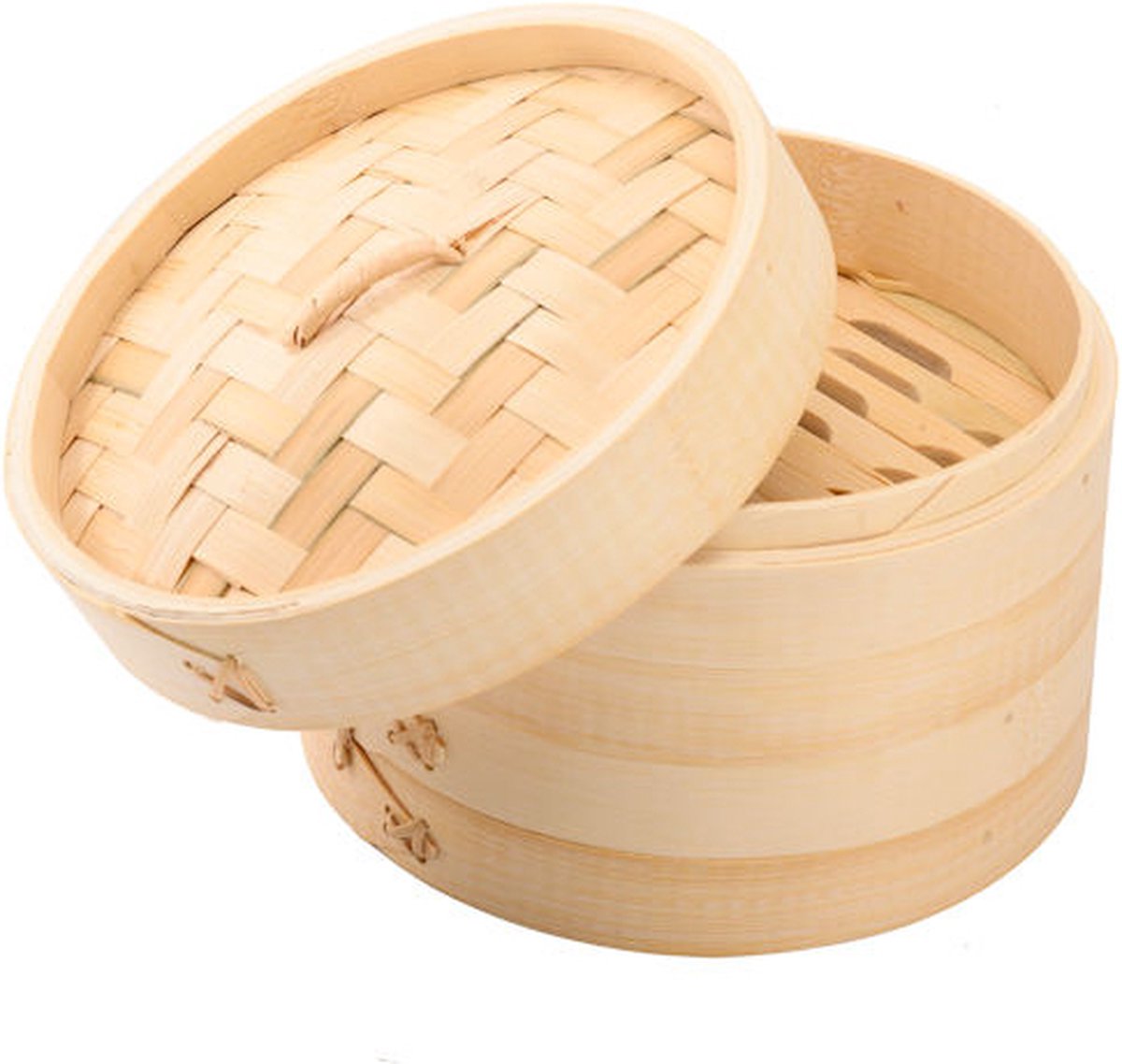 3 Delig Stoommandje met deksel - Ø18 Cm - Bamboe - Rijst Stoommanden - Stomer - Steamer Cooker - Dim Sum Stoomschaal — cadeau in Kookcadeaus - foto 3