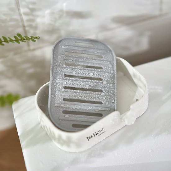 Intirilife zeepbakje 13 x 9 x 2 cm in lichtblauw - Zeephouder voor aan de muur, met