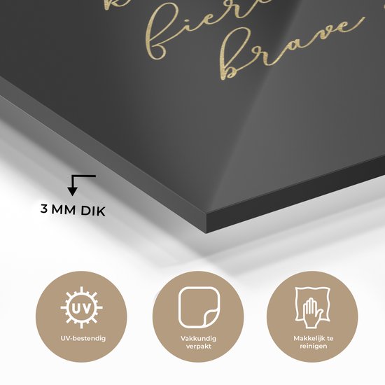 MuchoWow® Peinture sur verre - Citations - Dictons - Or - Zwart - 50x50 cm - Peintures sur verre acrylique - Photo sur Glas