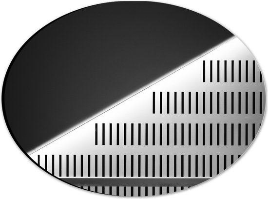 Dibond Ovaal - Grijze Panelen met Kleine Gleufjes - 28x21 cm Foto op Ovaal (Met Ophangsysteem)