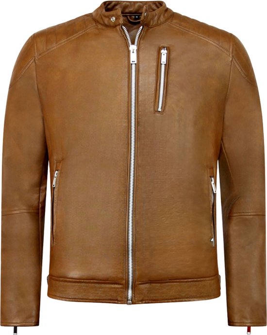 Enos Faux cuir veste hommes - Motor Jacket - Brown Jacket Men Jacket Taille S