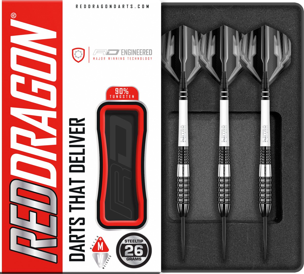 RED DRAGON - Carnage 4: Steeltip Tungsten Dartpijlen Professioneel - 26 gram