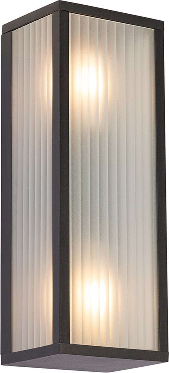 QAZQA charlois - Moderne Wandlamp voor buiten - 2 lichts - D 13.5 cm - Zwart - Buitenverlichting