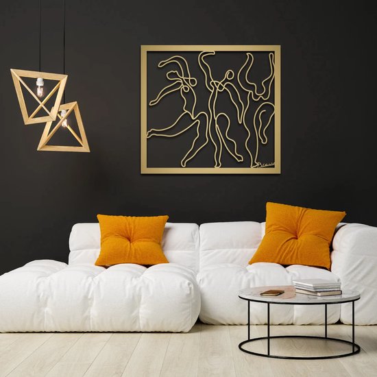 Kunstige Picasso wanddecoratie met 3D effect! 82 x 77 cm Goud