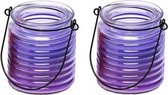 4x bougies à la citronnelle en verre nervuré violet 7,5 cm - Dissiper les insectes - Bougies parfumées