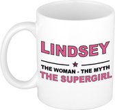 Lindsey The woman, The myth the supergirl cadeau koffie mok / thee beker 300 ml
