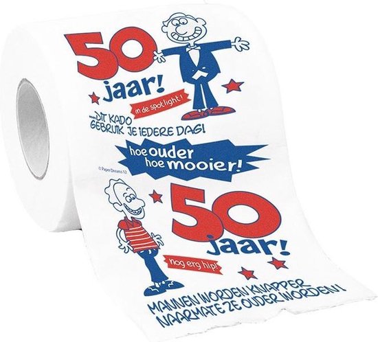 acre En team Onmiddellijk Set van 2x stuks rollen Toiletpapier cadeau 50 jaar man met grappige tekst  - 50e... | bol.com