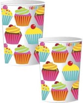 Tasses d'anniversaire à thème Cupcake 24x pièces - 250 ml - Carton de fête