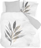 Walra Dekbedovertrek Lovely Leaves - 200x220 - 100% Katoen - Wit