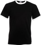 Fruit Of The Loom Heren Ringer T-shirt met korte mouwen (Zwart/Wit)