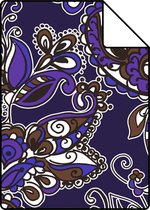 Proefstaal ESTAhome behang funky flowers en paisleys paars en bruin - 136843 - 26,5 x 21 cm