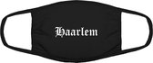 Haarlem mondkapje | gezichtsmasker | bescherming | bedrukt | logo | Zwart mondmasker van katoen, uitwasbaar & herbruikbaar. Geschikt voor OV