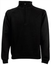 Zwarte fleece sweater/trui met rits kraag voor heren/volwassenen - Katoenen/polyester sweaters/truien L (EU 52)