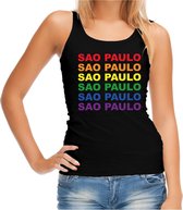 Regenboog Sao Paulo gay pride / parade zwarte tanktop voor dames - LHBT evenement tanktops kleding L