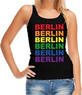 Regenboog Berlin gay pride / parade zwarte tanktop voor dames - LHBT evenement tanktops kleding XL