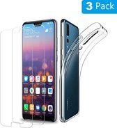 Huawei P20 Silicone hoesje + 2X Tempered Glas Screenprotector