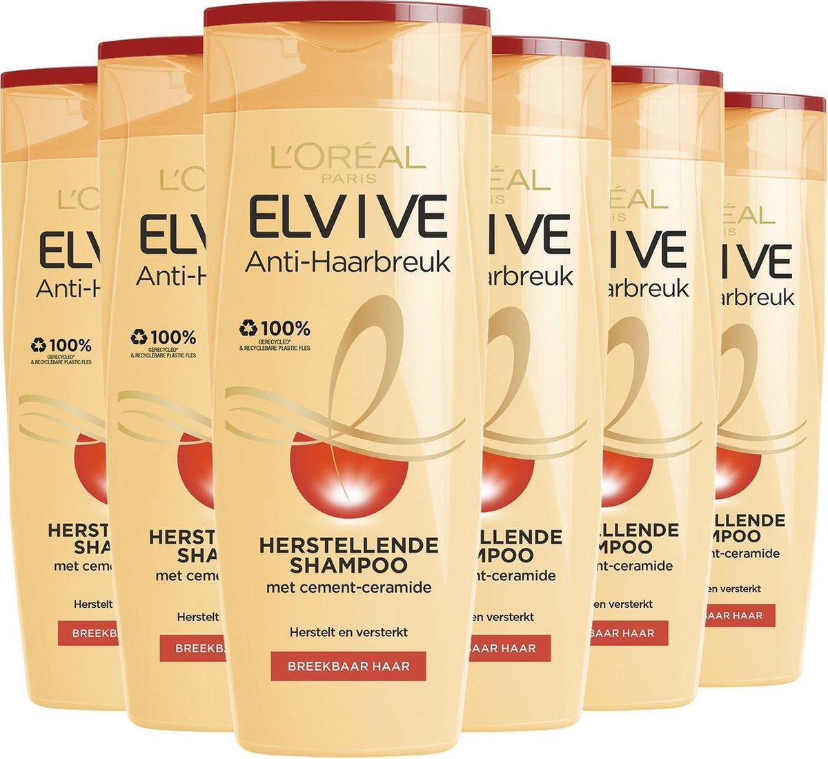 L’Oréal Paris Elvive Anti Haarbreuk Shampoo - 6x250 ml - Voordeelverpakking