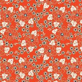 Inpakpapier Rood + bloemen 30cm x 200mtr