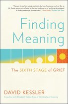 Boekomslag 'Finding Meaning' door David Kessler, met een grafische weergave van een opkomende zon in verschillende stadia.