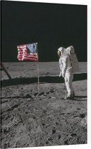 Armstrong photographs Buzz Aldrin (maanlanding) - Foto op Canvas - 60 x 90 cm