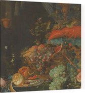 Stilleven met vruchten en een puttertje, Abraham Mignon - Foto op Canvas - 100 x 100 cm