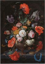 Stilleven met bloemen en een horloge, Abraham Mignon - Foto op Posterpapier - 29.7 x 42 cm (A3)