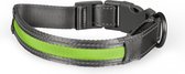 Duvo+ Metal halsband flash light usb nylon Groen 36-51cm/25mm