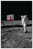 Armstrong photographs Buzz Aldrin (maanlanding) - Foto op Akoestisch paneel - 80 x 120 cm