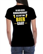 Oktoberfest Geen ruggengraat als het om bier gaat drank fun t-shirt - zwart met wit en gele letters - voor dames - bier drink shirt kleding / outfit / themafeest XS