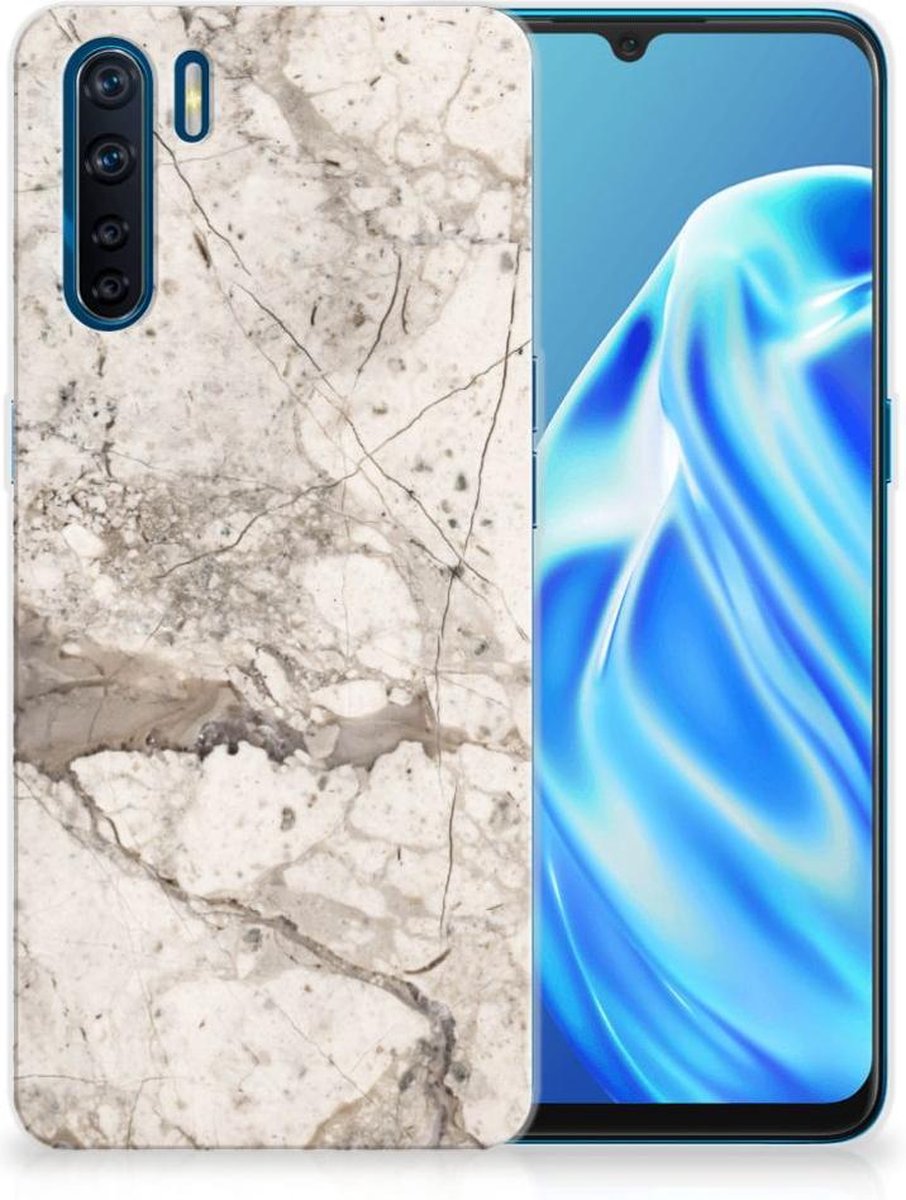 OPPO A91 TPU Siliconen Hoesje Marmer Beige