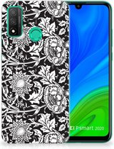 Telefoon Hoesje Huawei P Smart 2020 Mobiel Case Zwart Bloemen