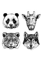 Drawings of Wild Animals - Blank Lined Notebook