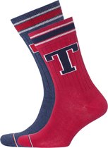 Tommy Hilfiger Patch Sock (2-pack) - blauwe en rode sokken -  Maat: 43-46