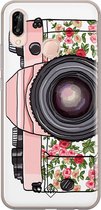 Huawei P20 Lite hoesje siliconen - Hippie camera | Huawei P20 Lite (2018) case | Roze | TPU backcover transparant