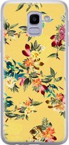 Samsung J6 (2018) hoesje siliconen - Floral days | Samsung Galaxy J6 (2018) case | geel | TPU backcover transparant
