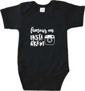 Rompertjes baby met tekst - Famous on instagram - Romper zwart - Maat 74/80