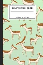 Composition Book: Cute Deer Green College Ruled Composition Notebook with 120 6x9 pages