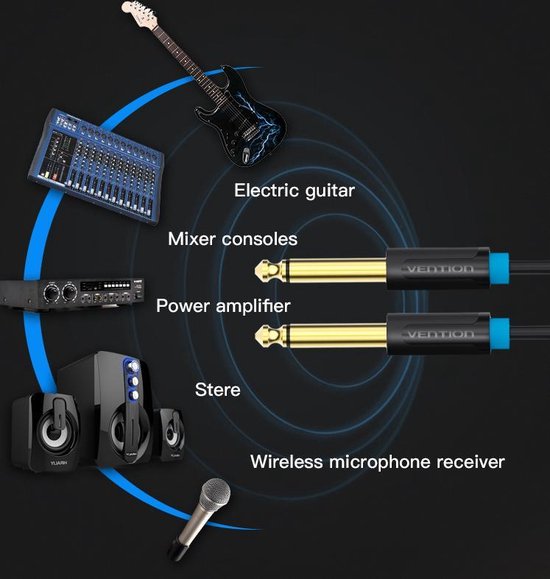 maximaal Activeren uitblinken Vention 6.35mm Jack naar 6.35mm Jack Audio Kabel - Aux kabel voor  elektrische gitaar,... | bol.com