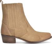 PS Poelman Leren Western Enkellaarzen - Nolia - Cappuccino Beige Bruin - Dames - Maat 37