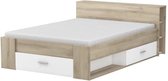 OXYGEN BED 140 x 190 cm - Kronberg Eik en Wit decor - B 217,3 x D 150,1 x H 76,3 cm