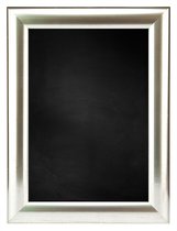 Zwart Krijtbord met Houten Lijst - Zilver - 56 x 76 cm - Lijstbreedte: 30 mm - Halfrond