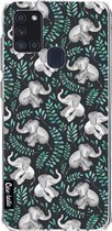Casetastic Samsung Galaxy A21s (2020) Hoesje - Softcover Hoesje met Design - Laughing Baby Elephants Print