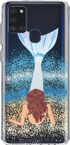 Casetastic Samsung Galaxy A21s (2020) Hoesje - Softcover Hoesje met Design - Mermaid Brunette Print