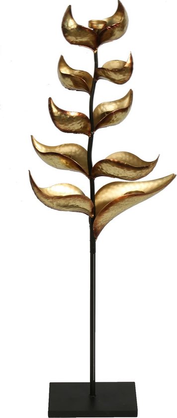 Kandelaar - plant model - 9 waxinehouder - Metaal - Goud - Zwart  - 102 cm
