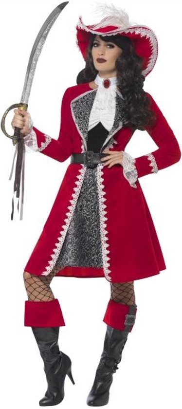SMIFFYS - Luxe rode kapitein kostuum voor vrouwen - XL - Volwassenen kostuums