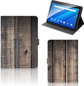 Book Case Lenovo Tab E10 Tablet Hoes met Magneetsluiting Steigerhout