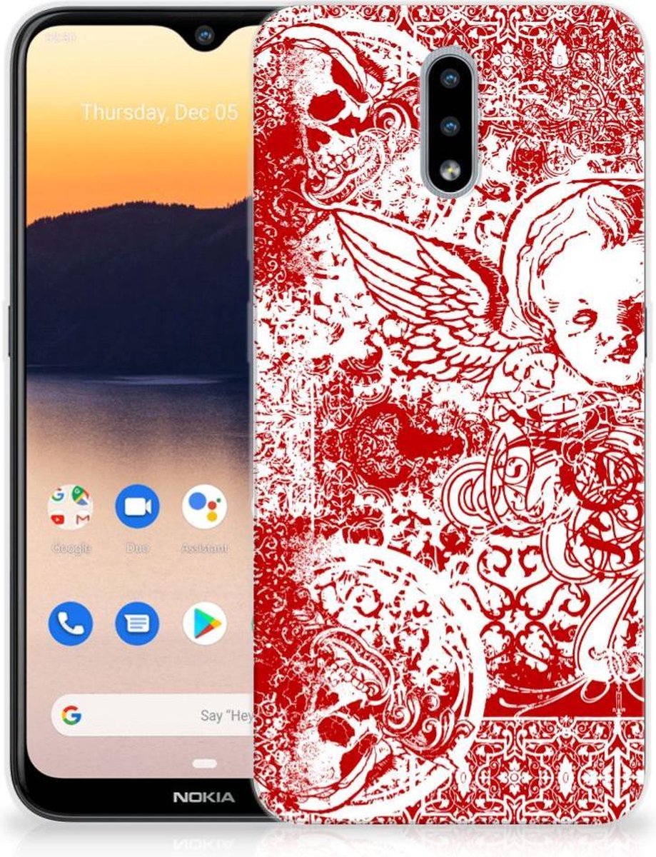 Silicone Back Case Nokia 2.3 Angel Skull Rood