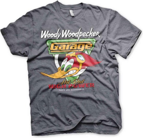 Woody Woodpecker Heren Tshirt -S- Garage Grijs