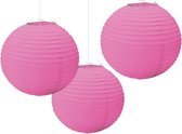 AMSCAN - 3 roze lantaarns - Decoratie > Slingers en hangdecoraties