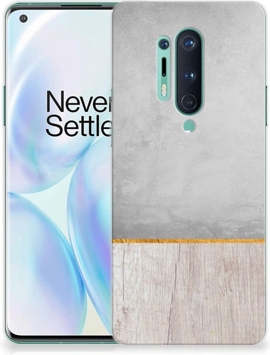 OnePlus 8 Pro Bumper Hoesje Wood Concrete